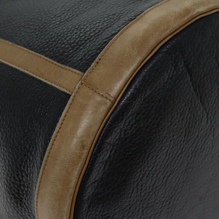 CHRISTIAN Top quality Dior Shoulder Bag Leather Black Auth yk11682