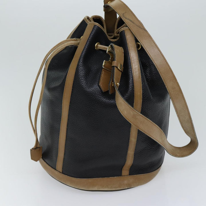 CHRISTIAN Top quality Dior Shoulder Bag Leather Black Auth yk11682