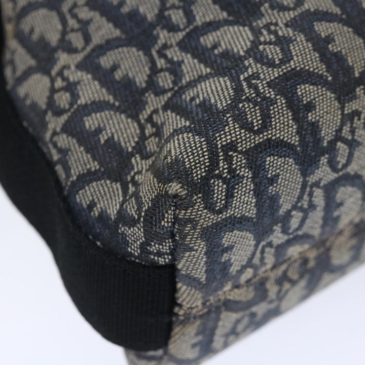 CHRISTIAN Top quality Dior Trotter Canvas Shoulder Bag Navy Auth yk11719