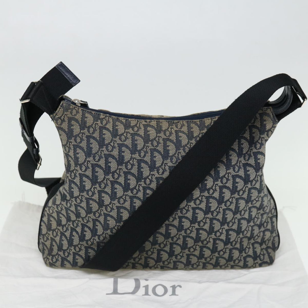 CHRISTIAN Top quality Dior Trotter Canvas Shoulder Bag Navy Auth yk11719