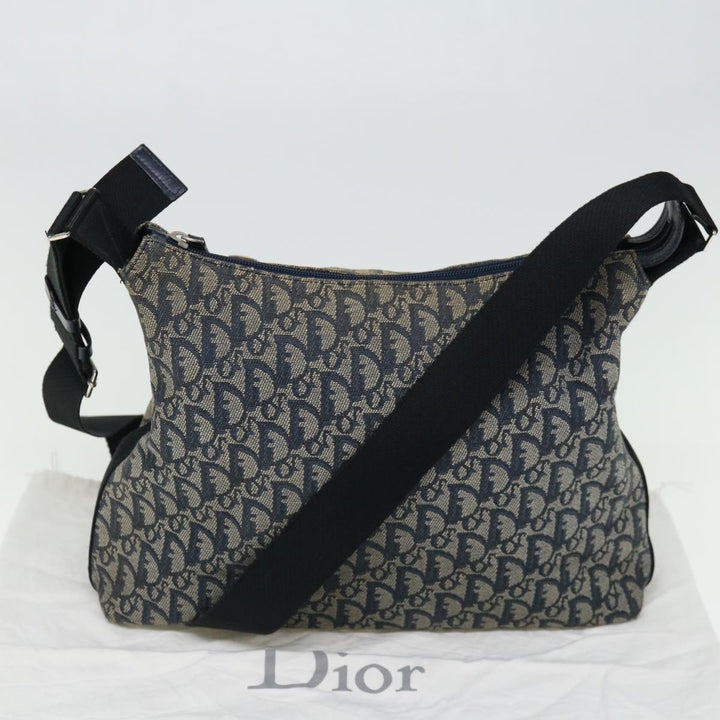 CHRISTIAN Top quality Dior Trotter Canvas Shoulder Bag Navy Auth yk11719