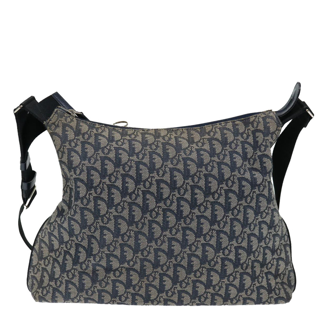 CHRISTIAN Top quality Dior Trotter Canvas Shoulder Bag Navy Auth yk11719