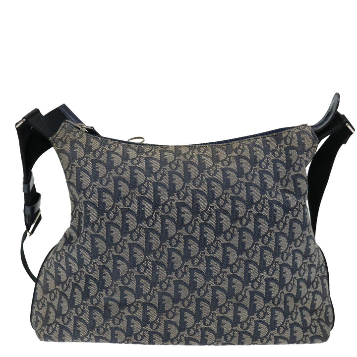 CHRISTIAN Top quality Dior Trotter Canvas Shoulder Bag Navy Auth yk11719