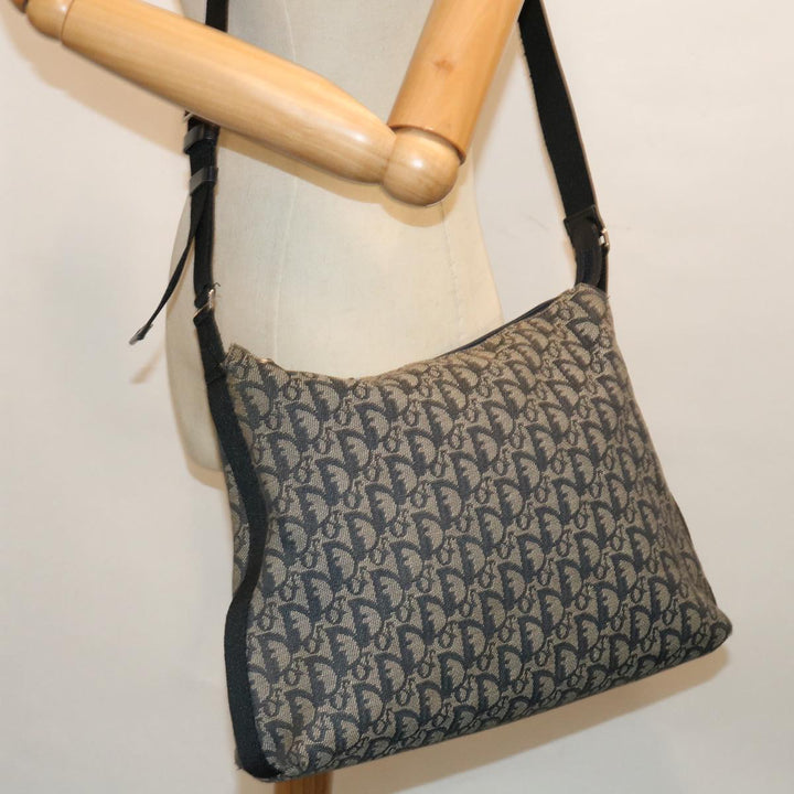 CHRISTIAN Top quality Dior Trotter Canvas Shoulder Bag Navy Auth yk11719
