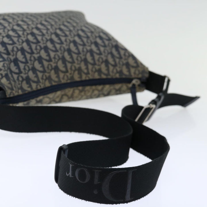 CHRISTIAN Top quality Dior Trotter Canvas Shoulder Bag Navy Auth yk11719