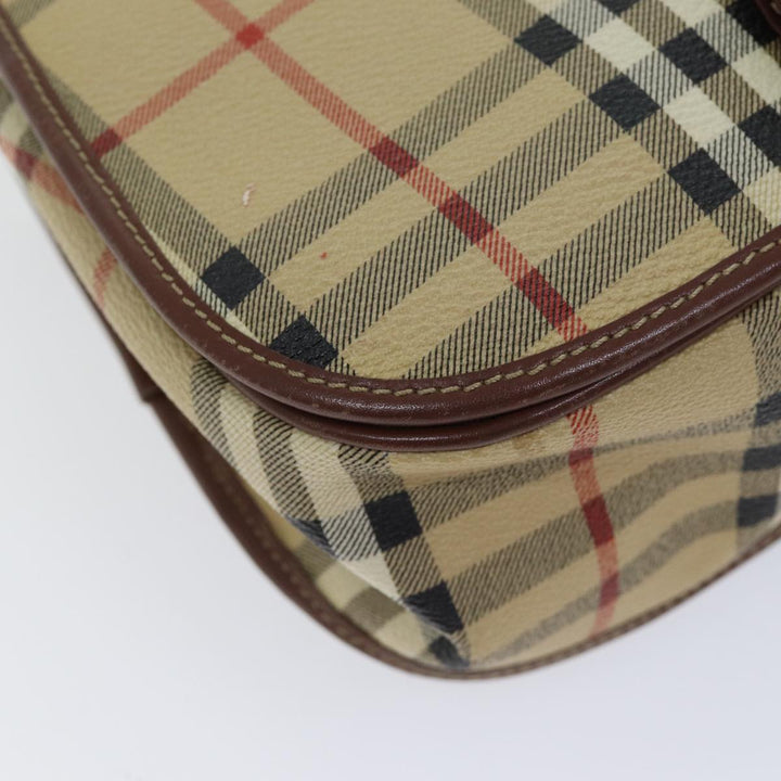 BURBERRY Nova Check Shoulder Bag PVC Leather Beige Auth yk11741
