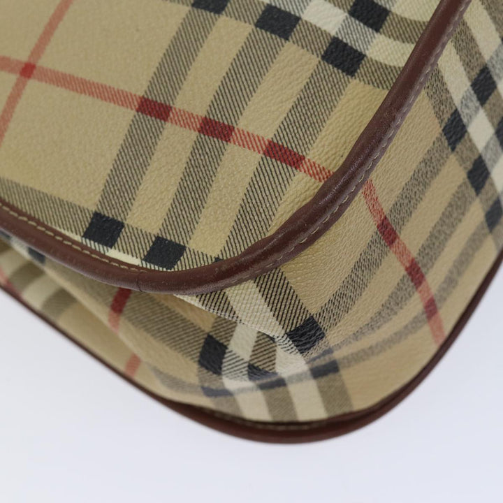 BURBERRY Nova Check Shoulder Bag PVC Leather Beige Auth yk11741