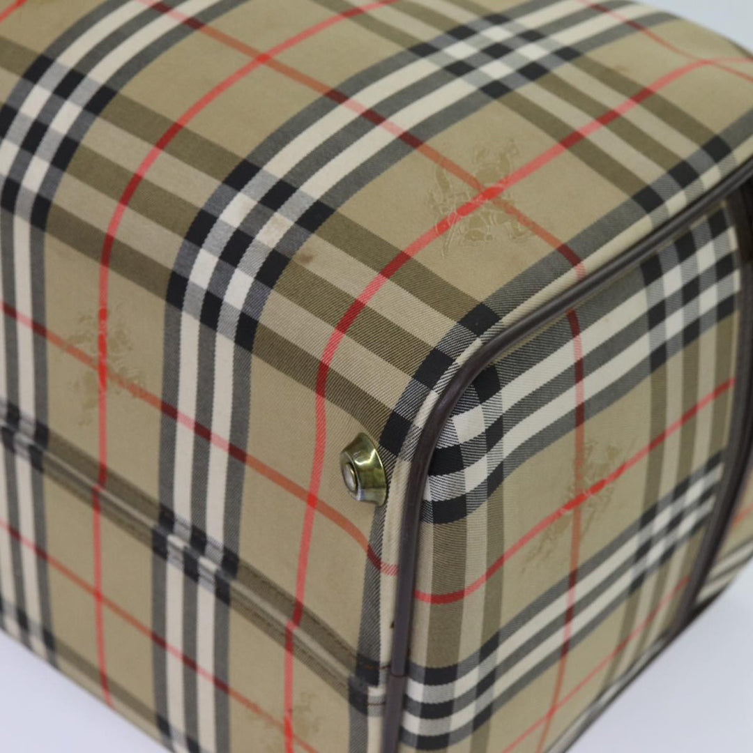 BurberrySs Nova Check Boston Bag Canvas Beige Auth yk11757