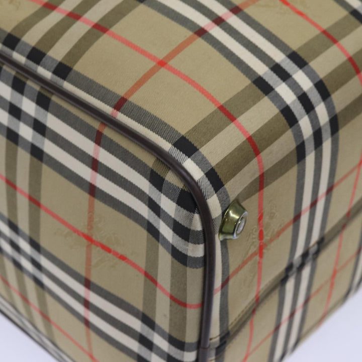 BurberrySs Nova Check Boston Bag Canvas Beige Auth yk11757