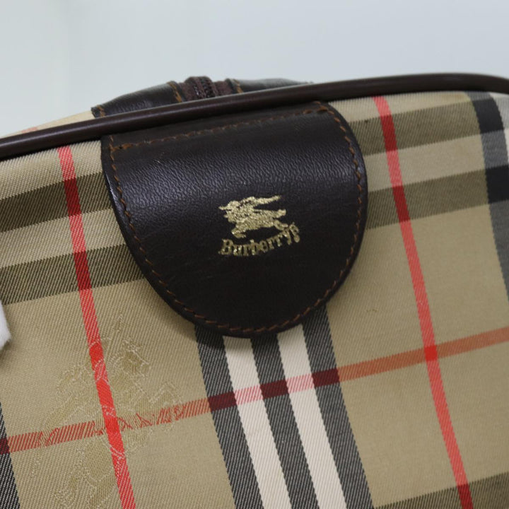 BurberrySs Nova Check Boston Bag Canvas Beige Auth yk11757