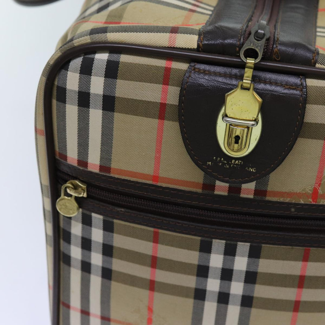 BurberrySs Nova Check Boston Bag Canvas Beige Auth yk11757