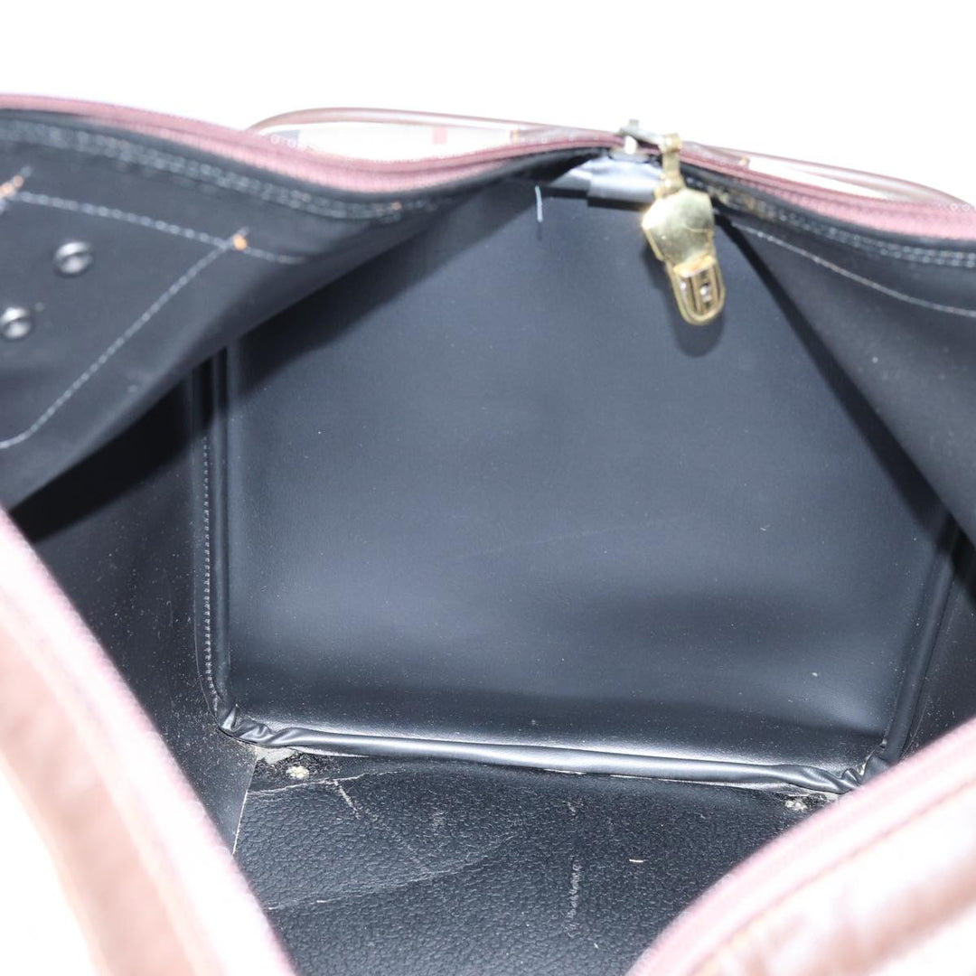 BurberrySs Nova Check Boston Bag Canvas Beige Auth yk11757