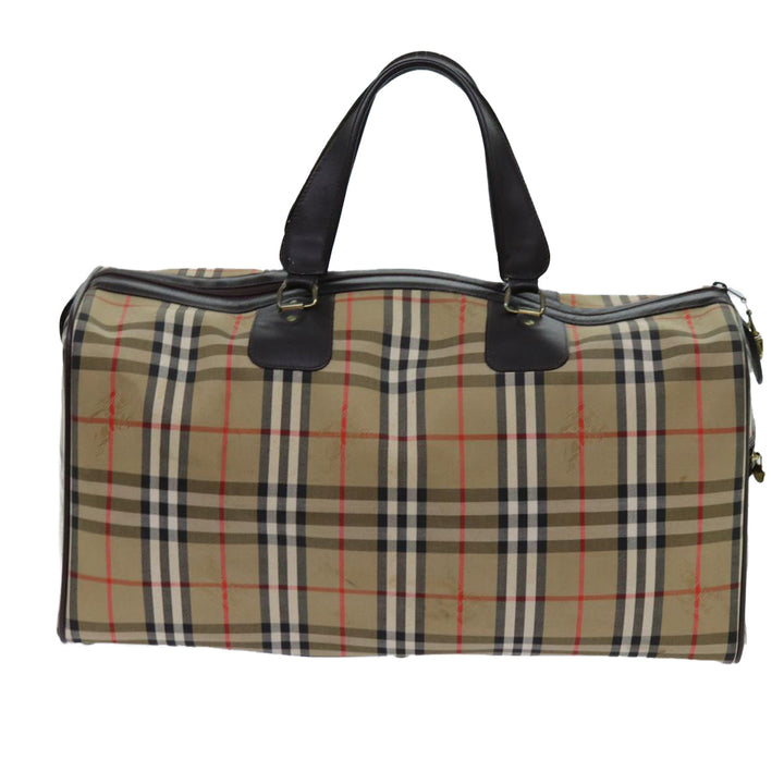 BurberrySs Nova Check Boston Bag Canvas Beige Auth yk11757