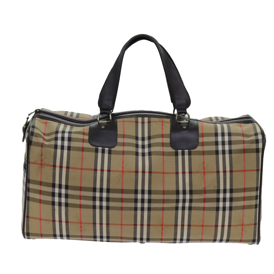 BurberrySs Nova Check Boston Bag Canvas Beige Auth yk11757