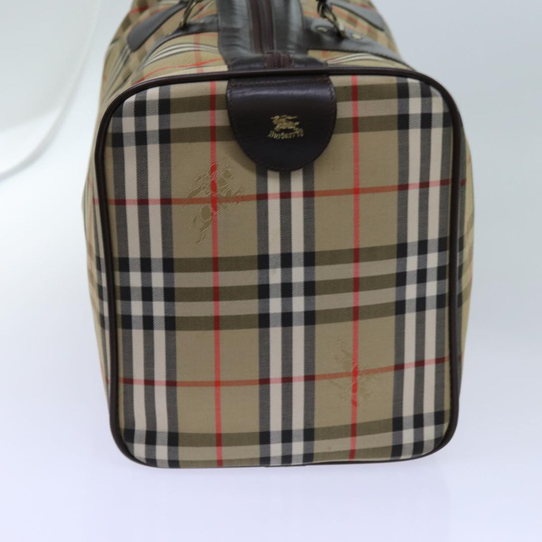 BurberrySs Nova Check Boston Bag Canvas Beige Auth yk11757