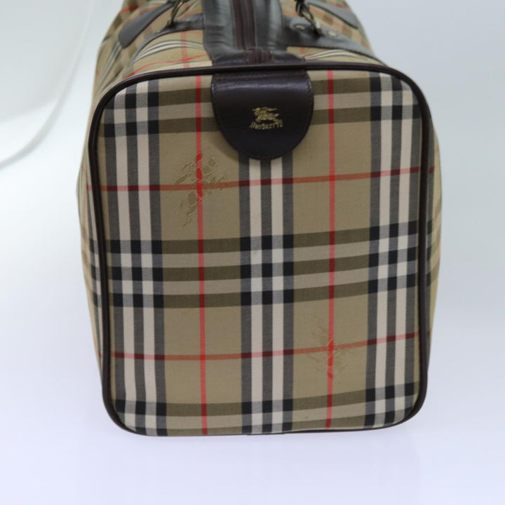 BurberrySs Nova Check Boston Bag Canvas Beige Auth yk11757