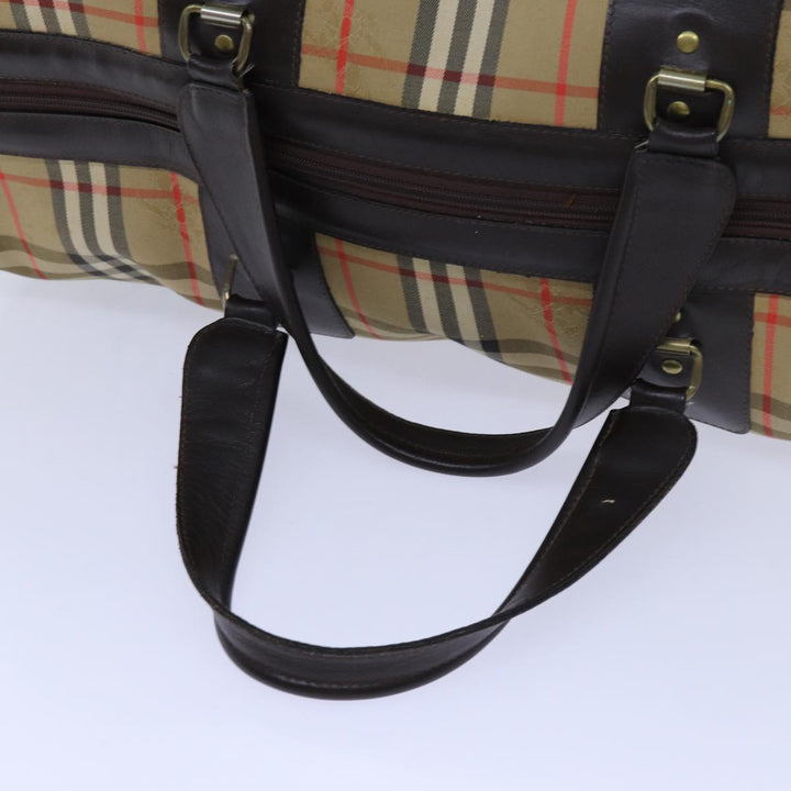 BurberrySs Nova Check Boston Bag Canvas Beige Auth yk11757