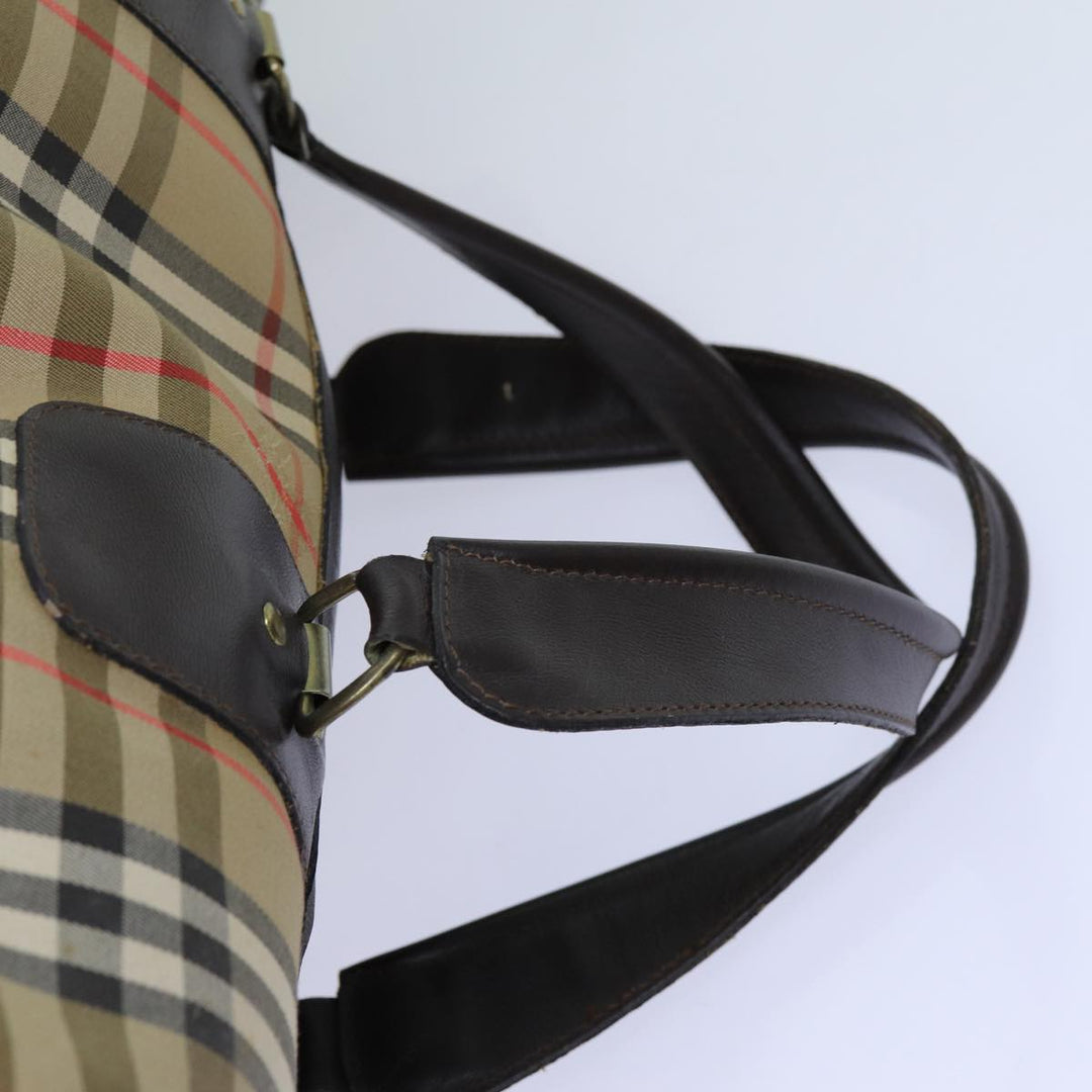 BurberrySs Nova Check Boston Bag Canvas Beige Auth yk11757