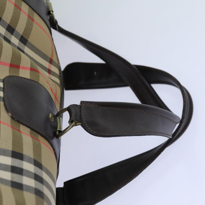BurberrySs Nova Check Boston Bag Canvas Beige Auth yk11757