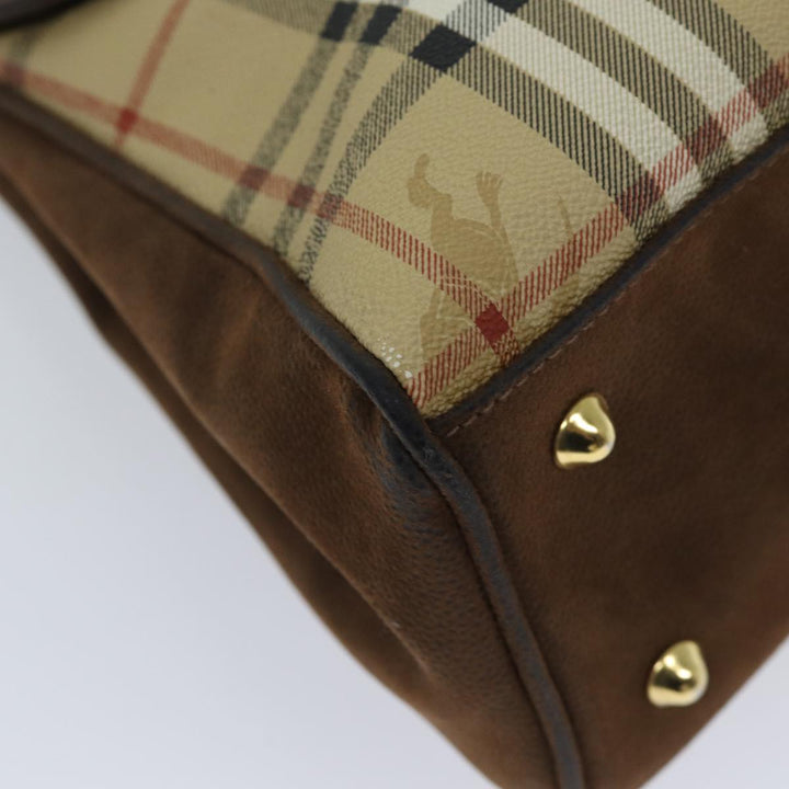 BurberrySs Nova Check Hand Bag PVC 2way Brown Auth yk11758