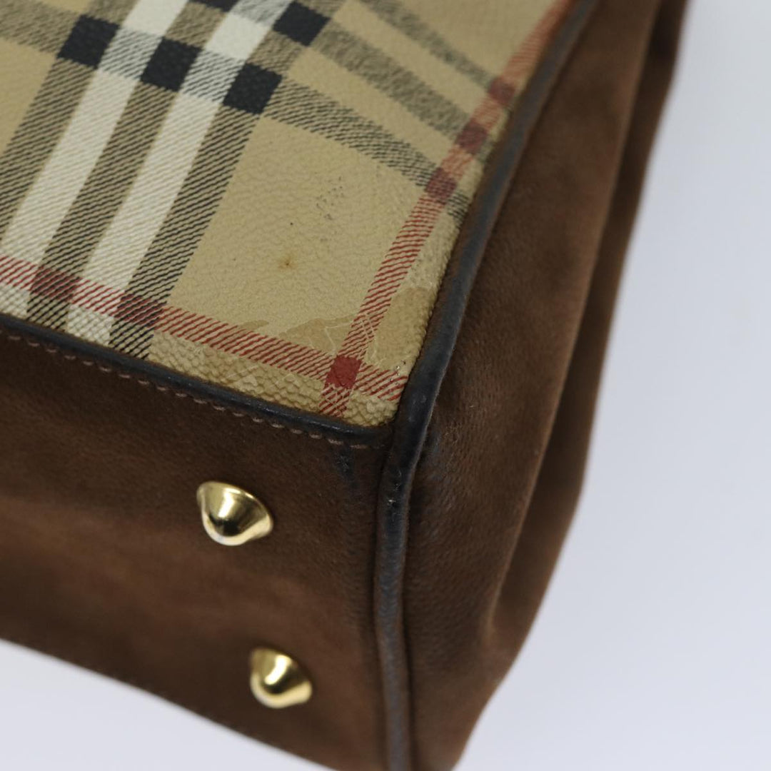 Top Quality BurberrySs Nova Check Hand Bag PVC 2way Brown Auth yk11758