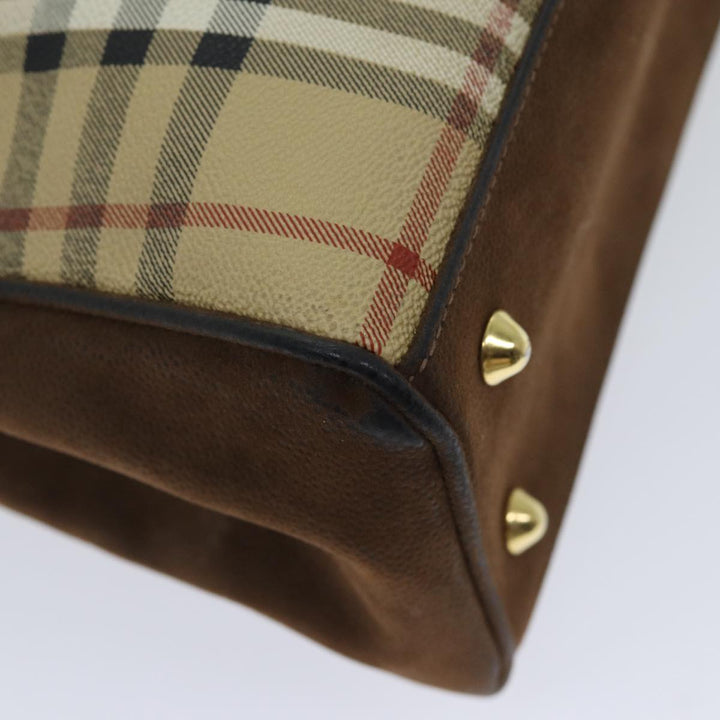 BurberrySs Nova Check Hand Bag PVC 2way Brown Auth yk11758