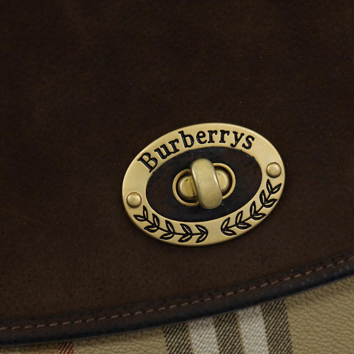 BurberrySs Nova Check Hand Bag PVC 2way Brown Auth yk11758