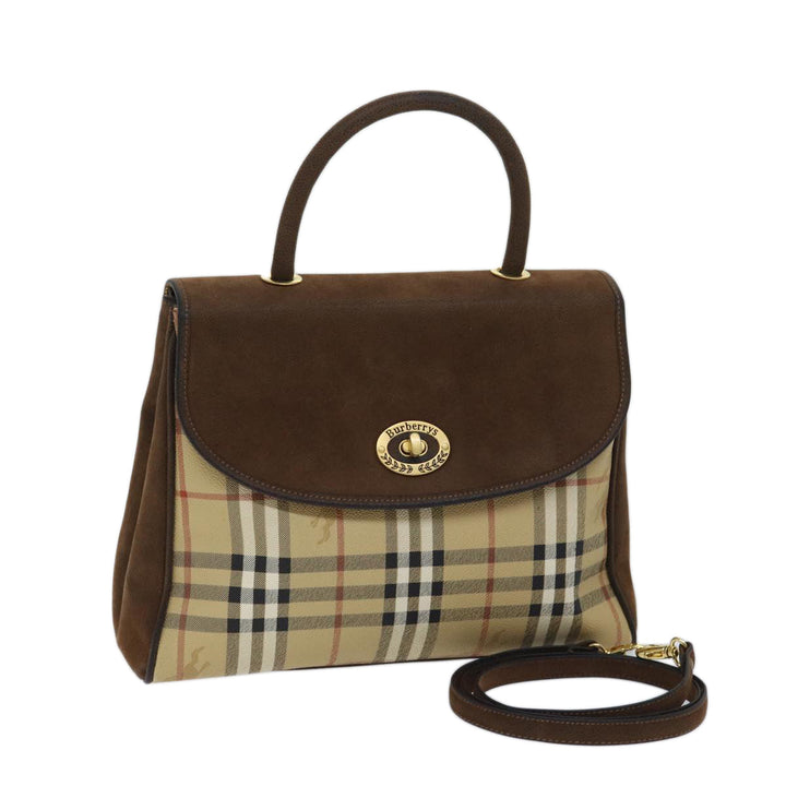 BurberrySs Nova Check Hand Bag PVC 2way Brown Auth yk11758