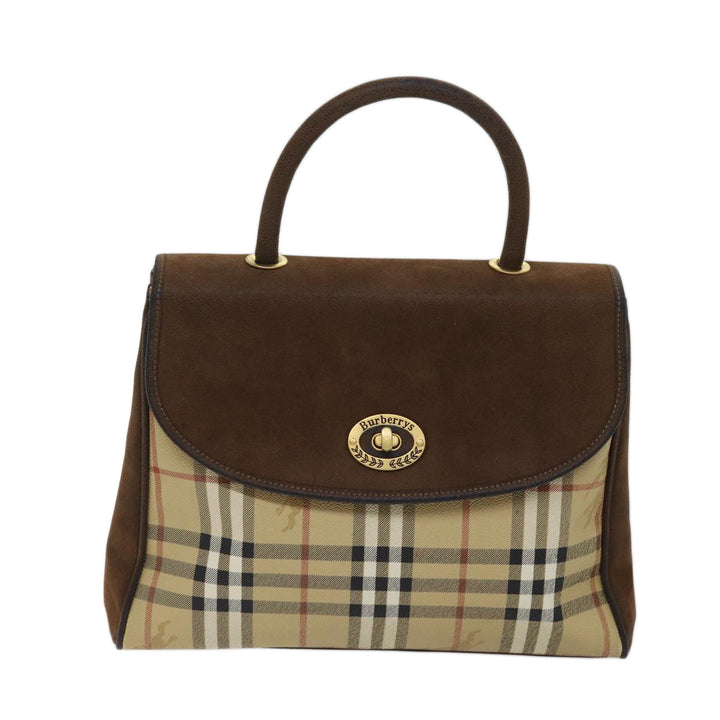 BurberrySs Nova Check Hand Bag PVC 2way Brown Auth yk11758