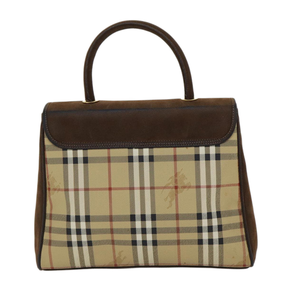 BurberrySs Nova Check Hand Bag PVC 2way Brown Auth yk11758