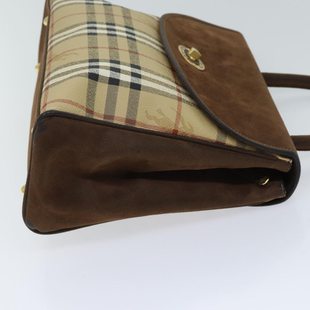 BurberrySs Nova Check Hand Bag PVC 2way Brown Auth yk11758