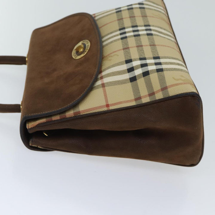 BurberrySs Nova Check Hand Bag PVC 2way Brown Auth yk11758