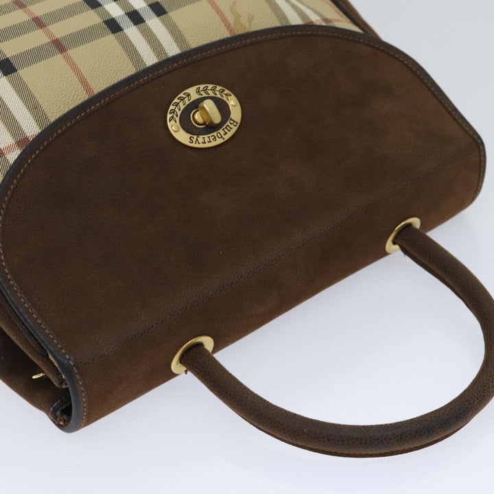 BurberrySs Nova Check Hand Bag PVC 2way Brown Auth yk11758
