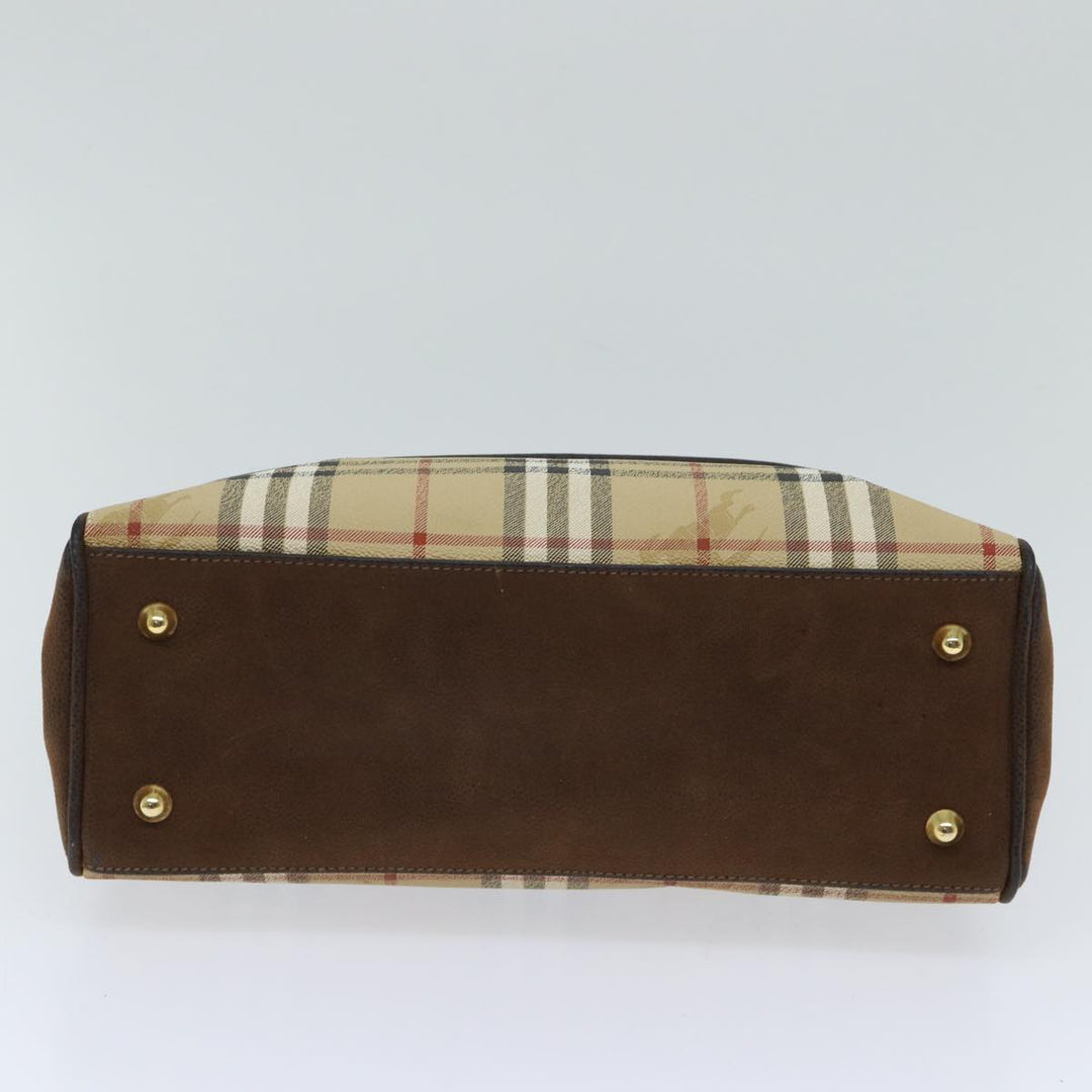 BurberrySs Nova Check Hand Bag PVC 2way Brown Auth yk11758