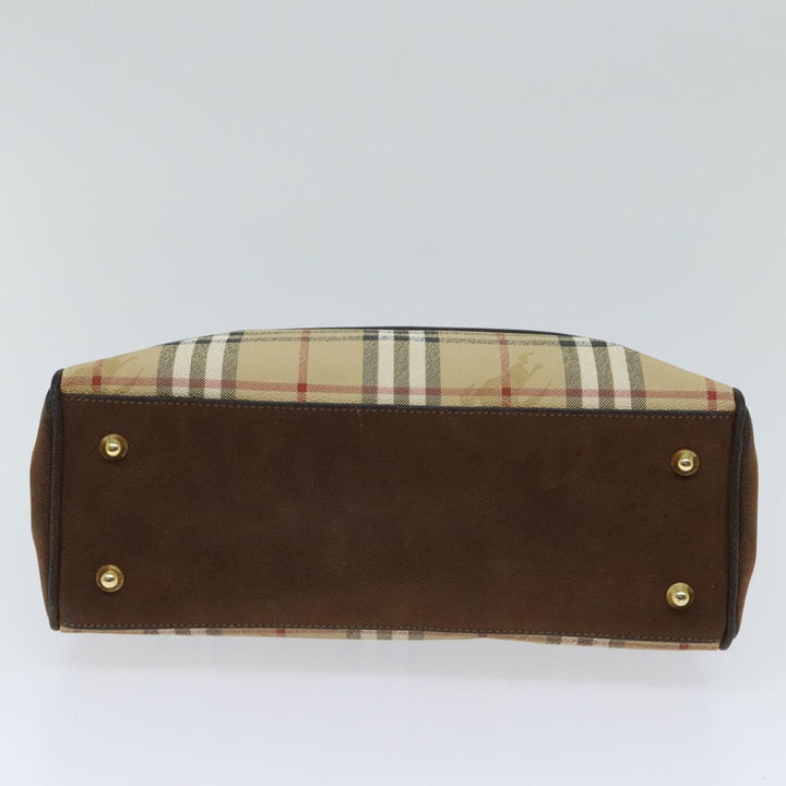 BurberrySs Nova Check Hand Bag PVC 2way Brown Auth yk11758