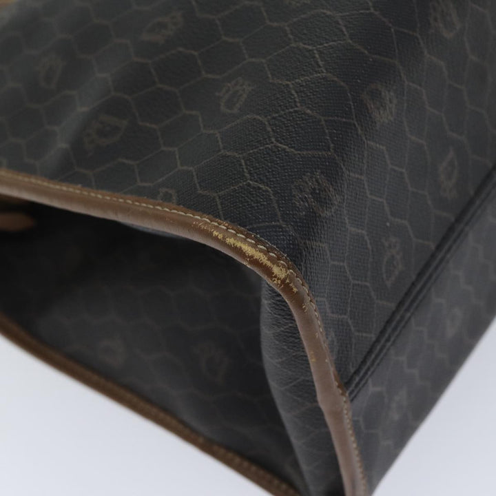 CHRISTIAN Top quality Dior Honeycomb Canvas Shoulder Bag PVC Leather Black Auth yk11785