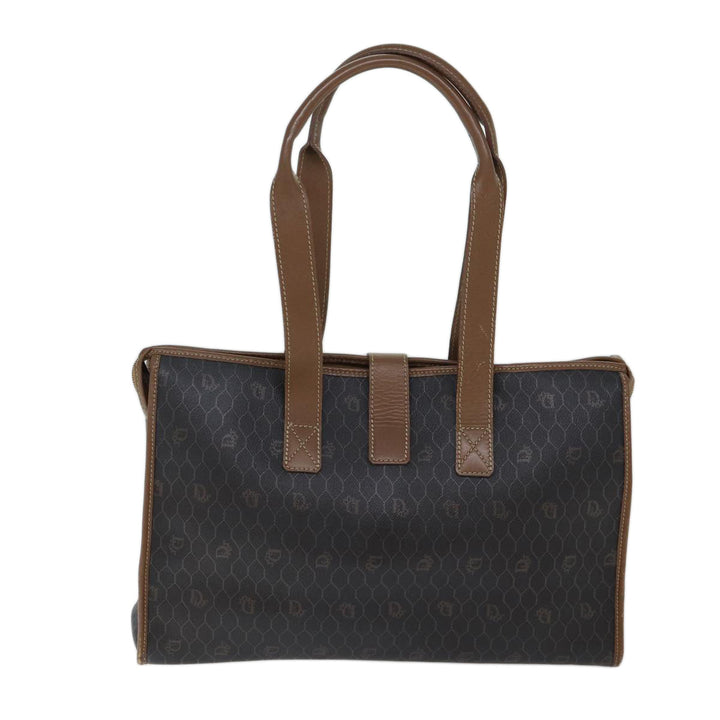 CHRISTIAN Top quality Dior Honeycomb Canvas Shoulder Bag PVC Leather Black Auth yk11785