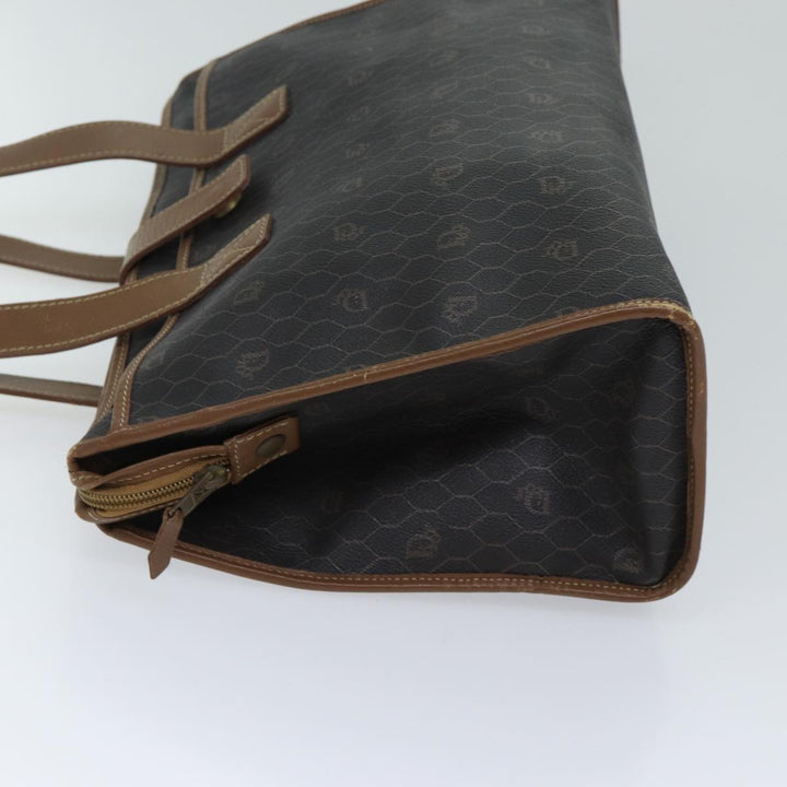 CHRISTIAN Top quality Dior Honeycomb Canvas Shoulder Bag PVC Leather Black Auth yk11785