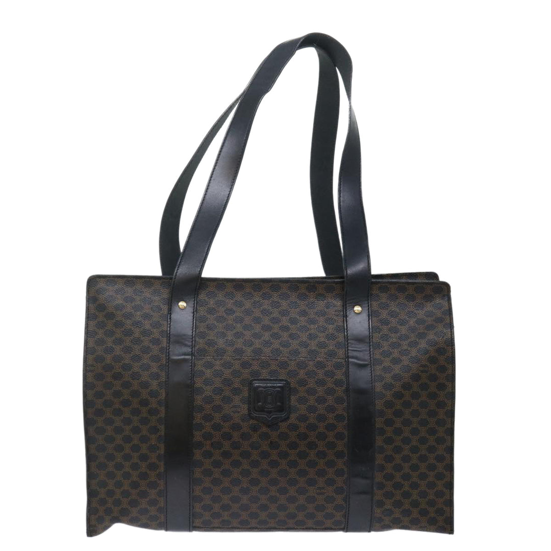 Celine Macadam Canvas Shoulder Bag PVC Black Auth yk11787