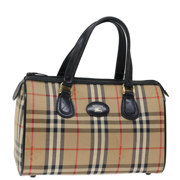 BURBERRYSs Nova Check Boston Bag Canvas Beige Auth yk11862