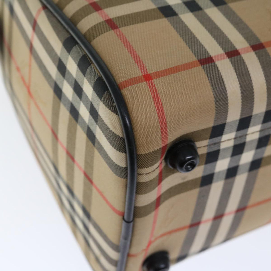 BURBERRYSs Nova Check Boston Bag Canvas Beige Auth yk11862