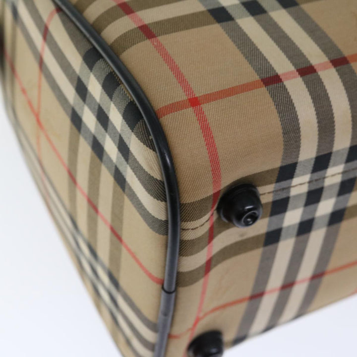 BURBERRYSs Nova Check Boston Bag Canvas Beige Auth yk11862
