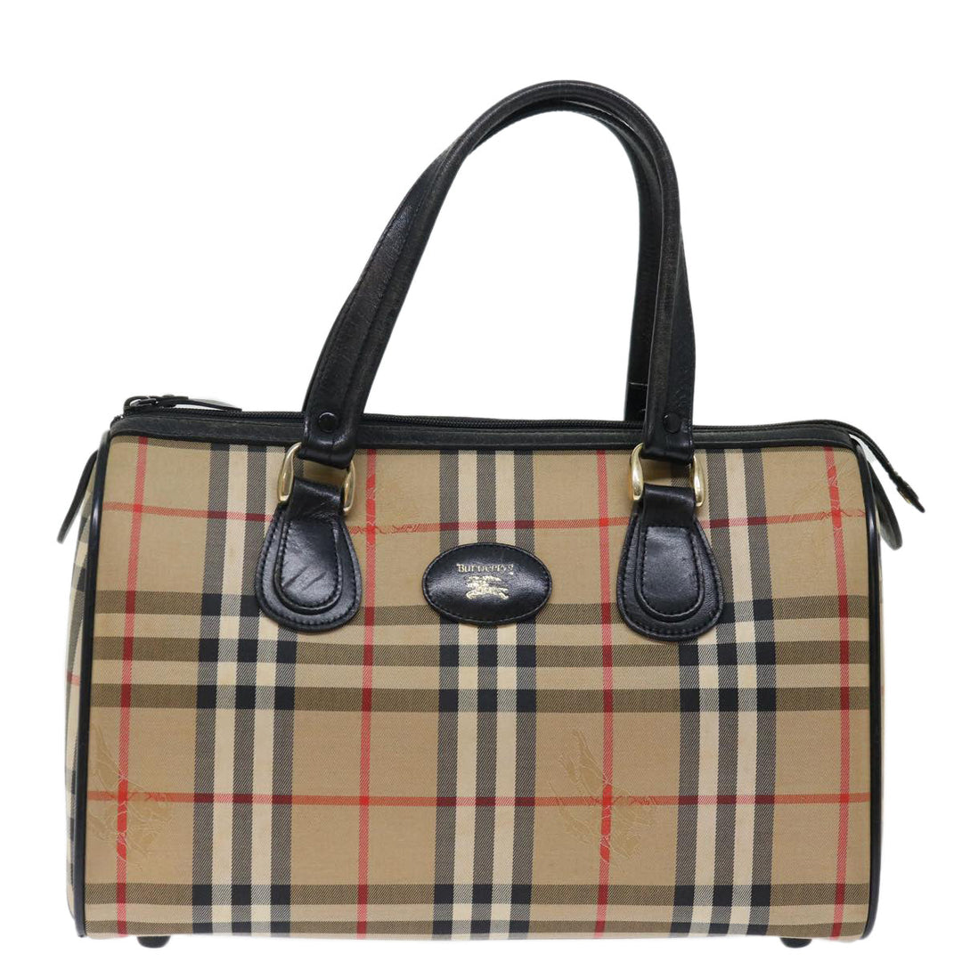 BURBERRYSs Nova Check Boston Bag Canvas Beige Auth yk11862