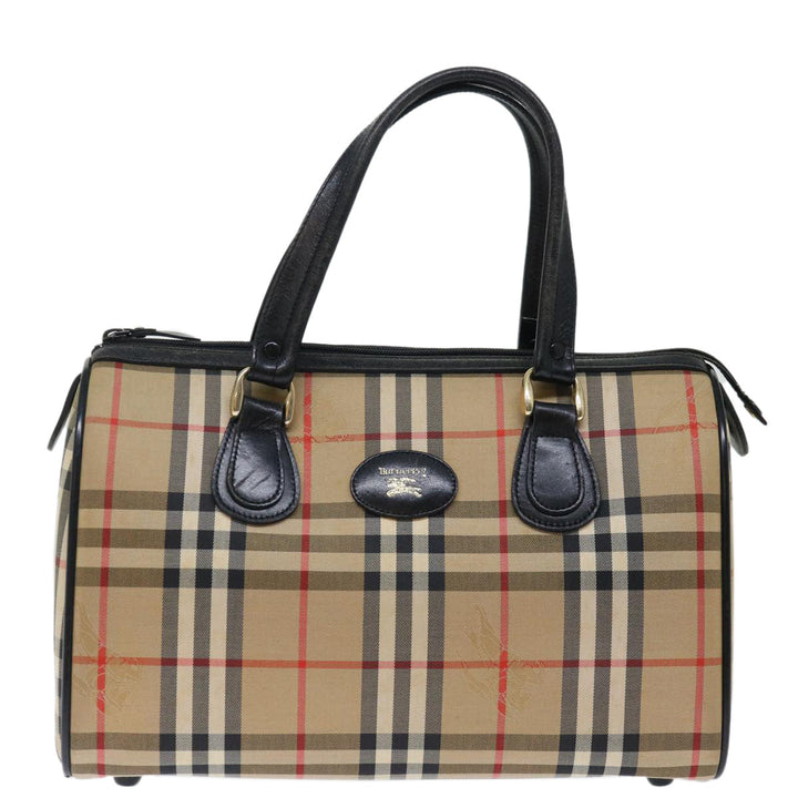 BURBERRYSs Nova Check Boston Bag Canvas Beige Auth yk11862
