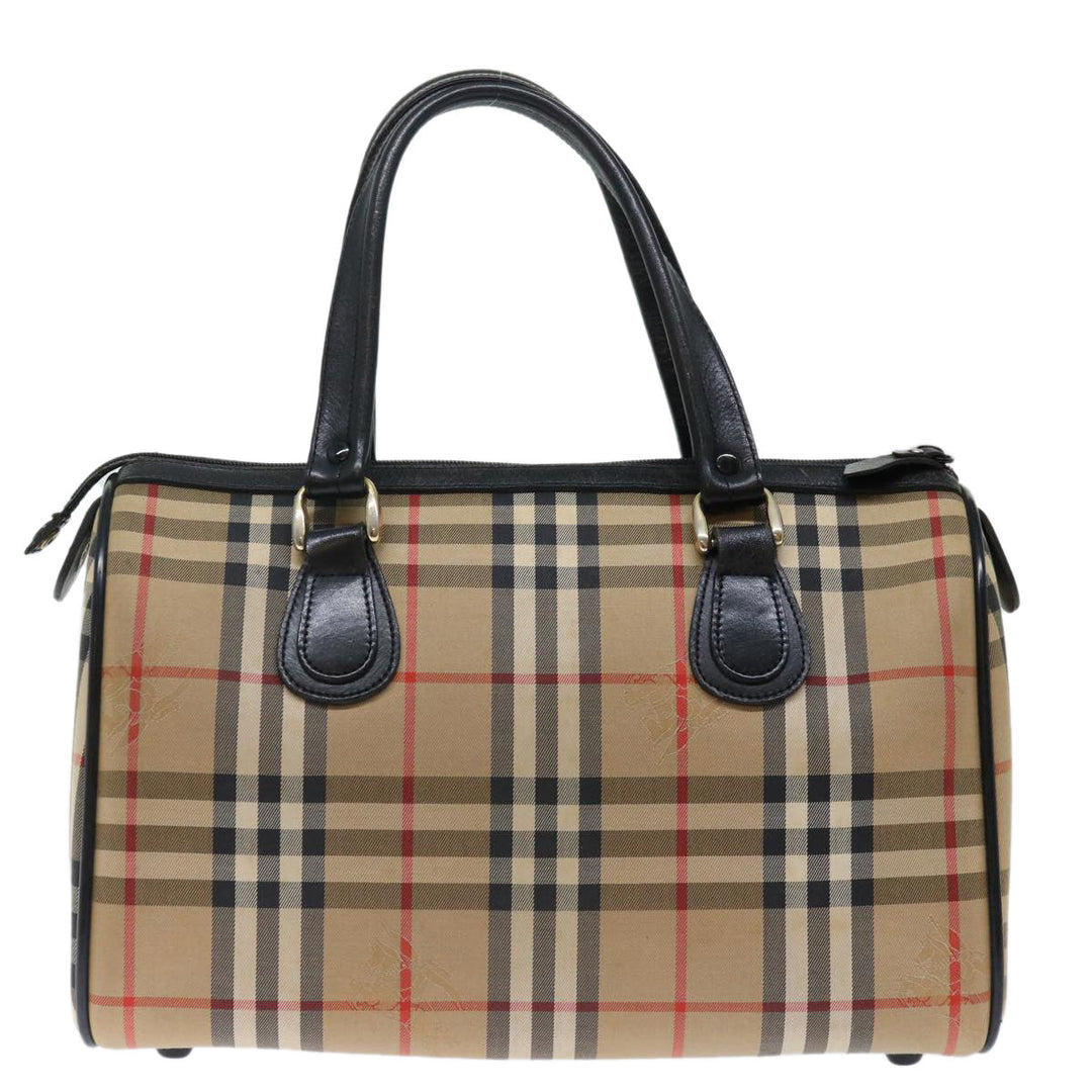 BURBERRYSs Nova Check Boston Bag Canvas Beige Auth yk11862