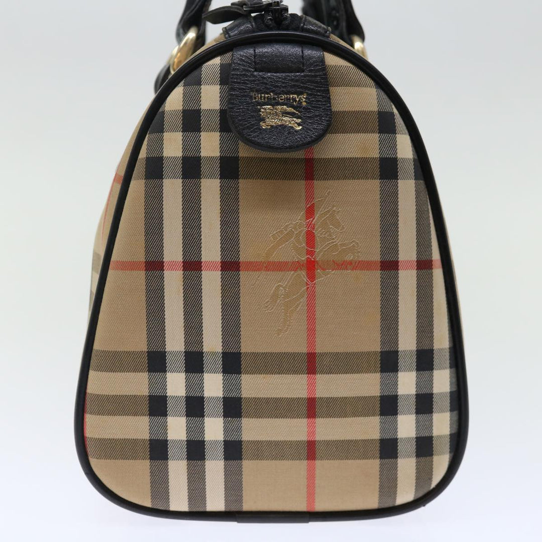 BURBERRYSs Nova Check Boston Bag Canvas Beige Auth yk11862