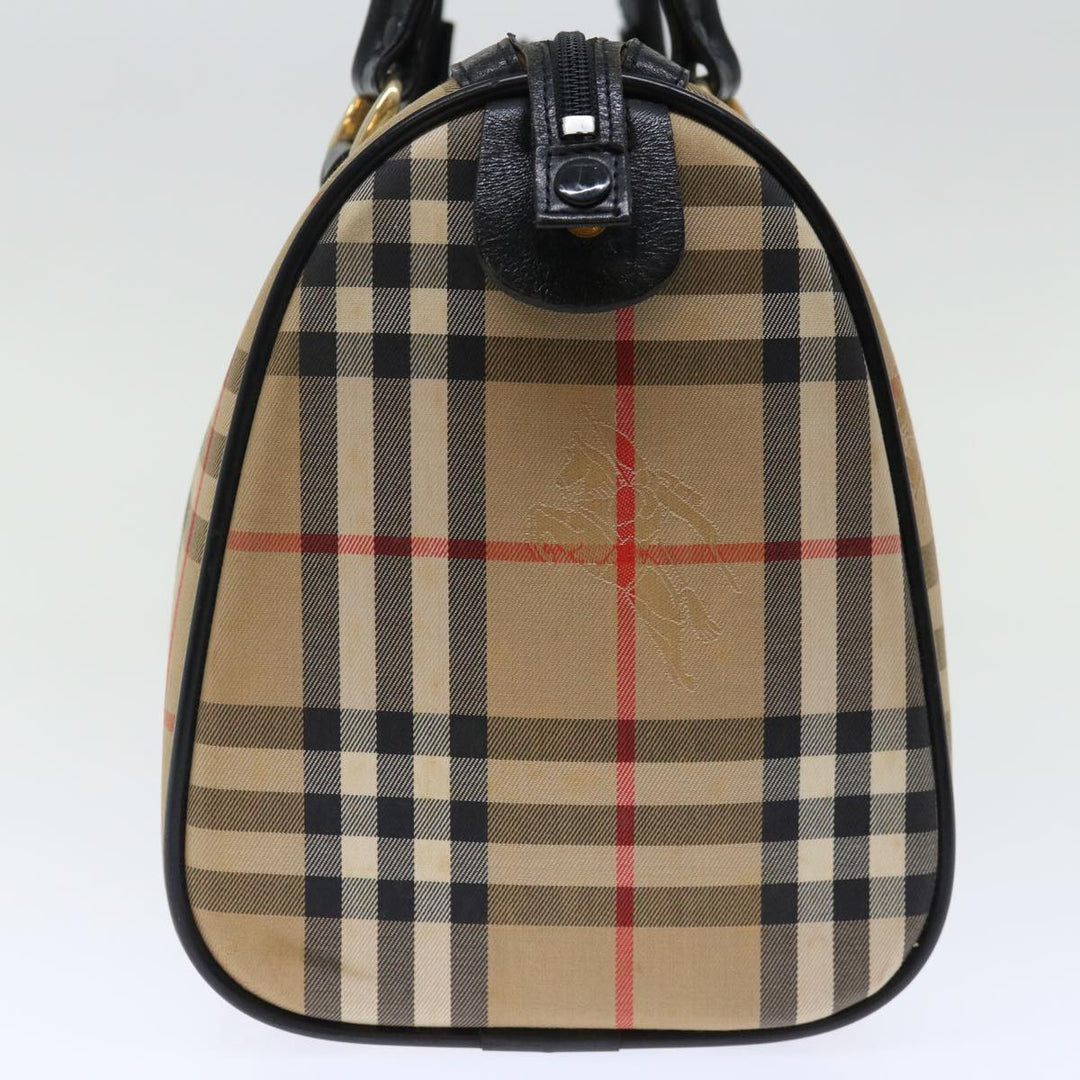 BURBERRYSs Nova Check Boston Bag Canvas Beige Auth yk11862