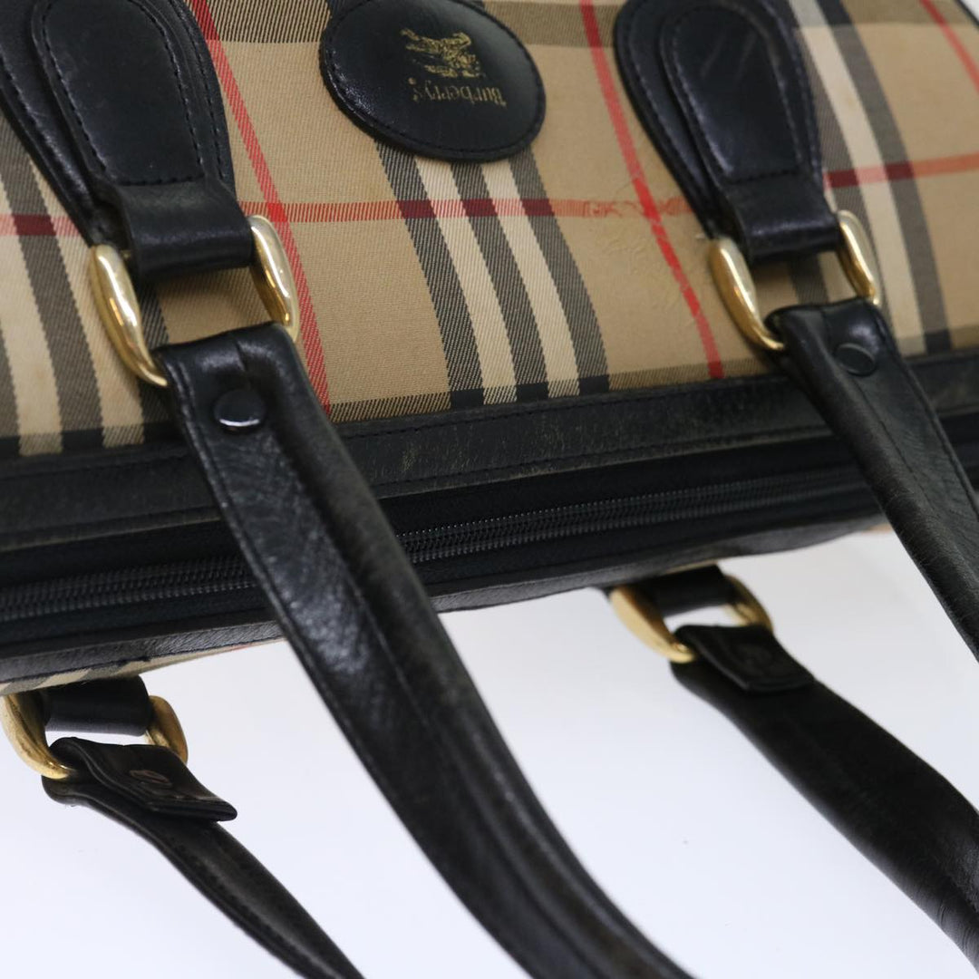 BURBERRYSs Nova Check Boston Bag Canvas Beige Auth yk11862