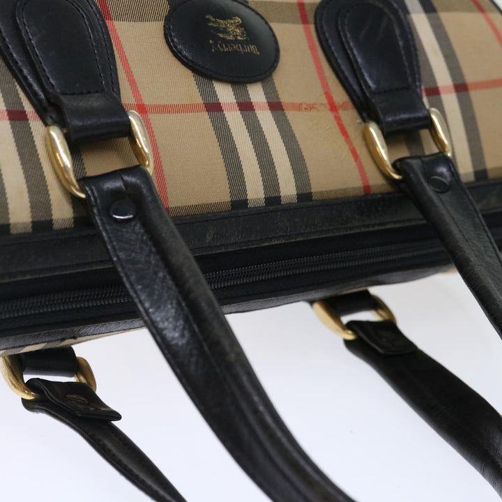 BURBERRYSs Nova Check Boston Bag Canvas Beige Auth yk11862