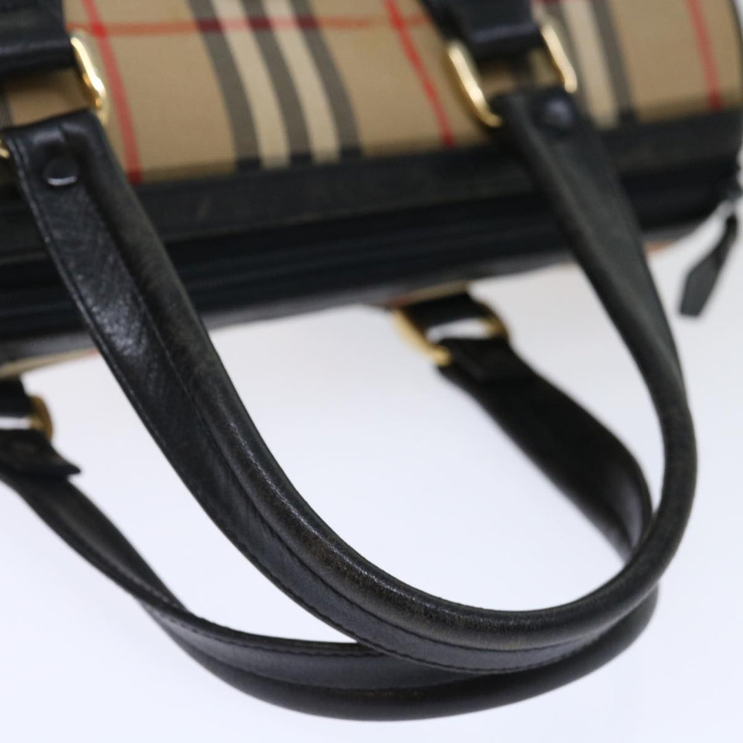 BURBERRYSs Nova Check Boston Bag Canvas Beige Auth yk11862
